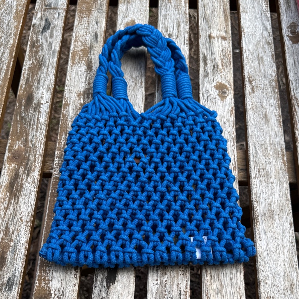 J. Crew Vibrant Blue Knitted Tote - Picture 2 of 4